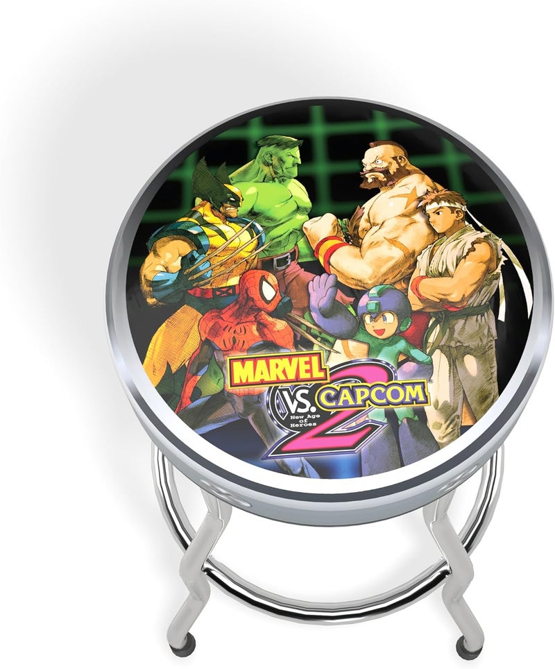 Arcade1Up Officially Licensed Adjustable Stool with Chrome-Plated Steel Frame and High-Density Foam Padding for Supreme Gaming Comfort (Marvel VS Capcom 2) - Image 1